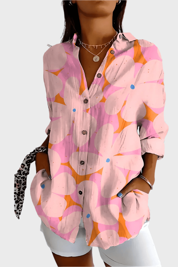 Růžová | Květinová košile VELLARO