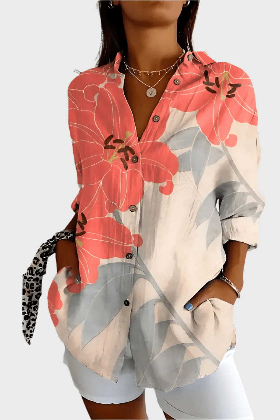 Růžová | Květinová košile VELLARO