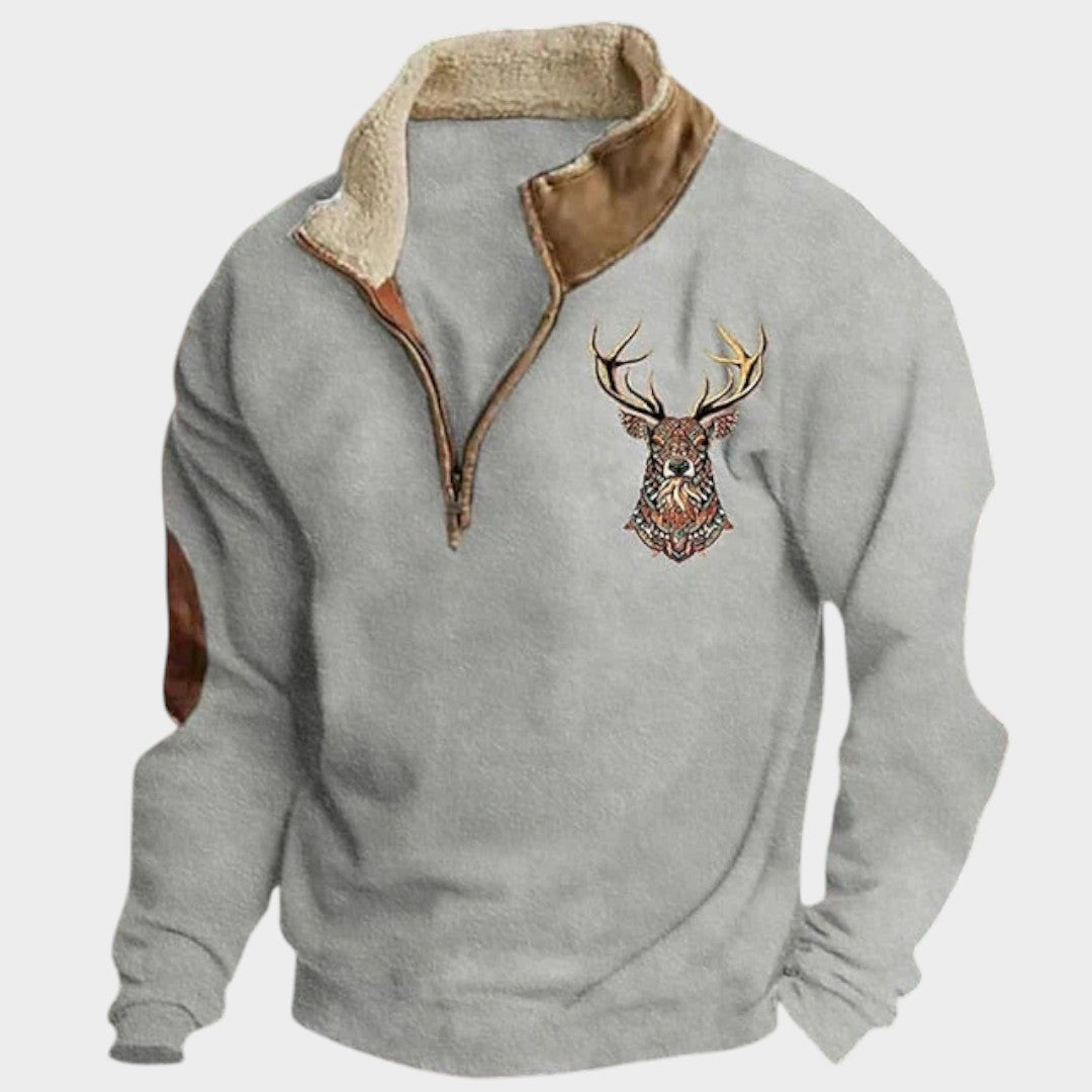 Christos™ | Zimní mikina s fleece podšívkou a jelením designem VELLARO