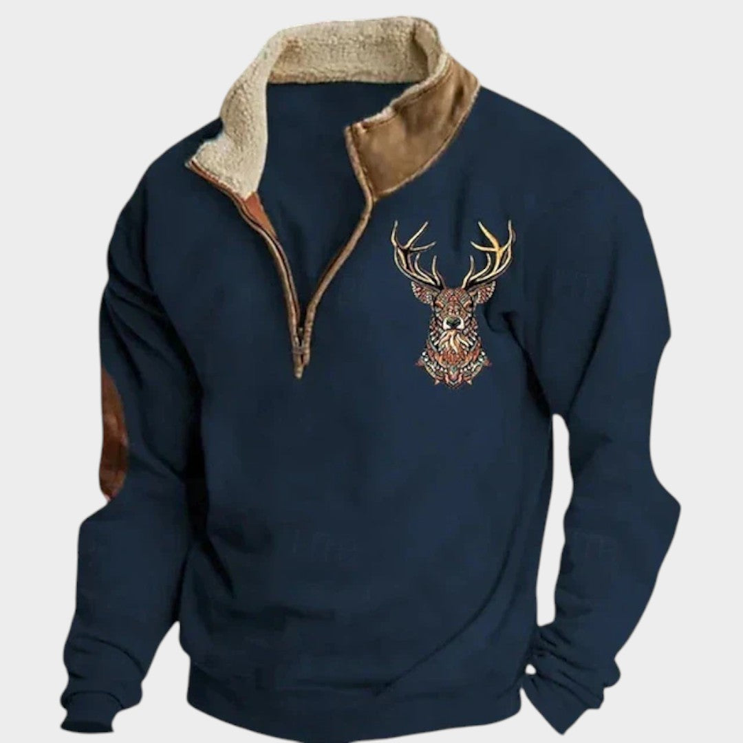 Christos™ | Zimní mikina s fleece podšívkou a jelením designem VELLARO