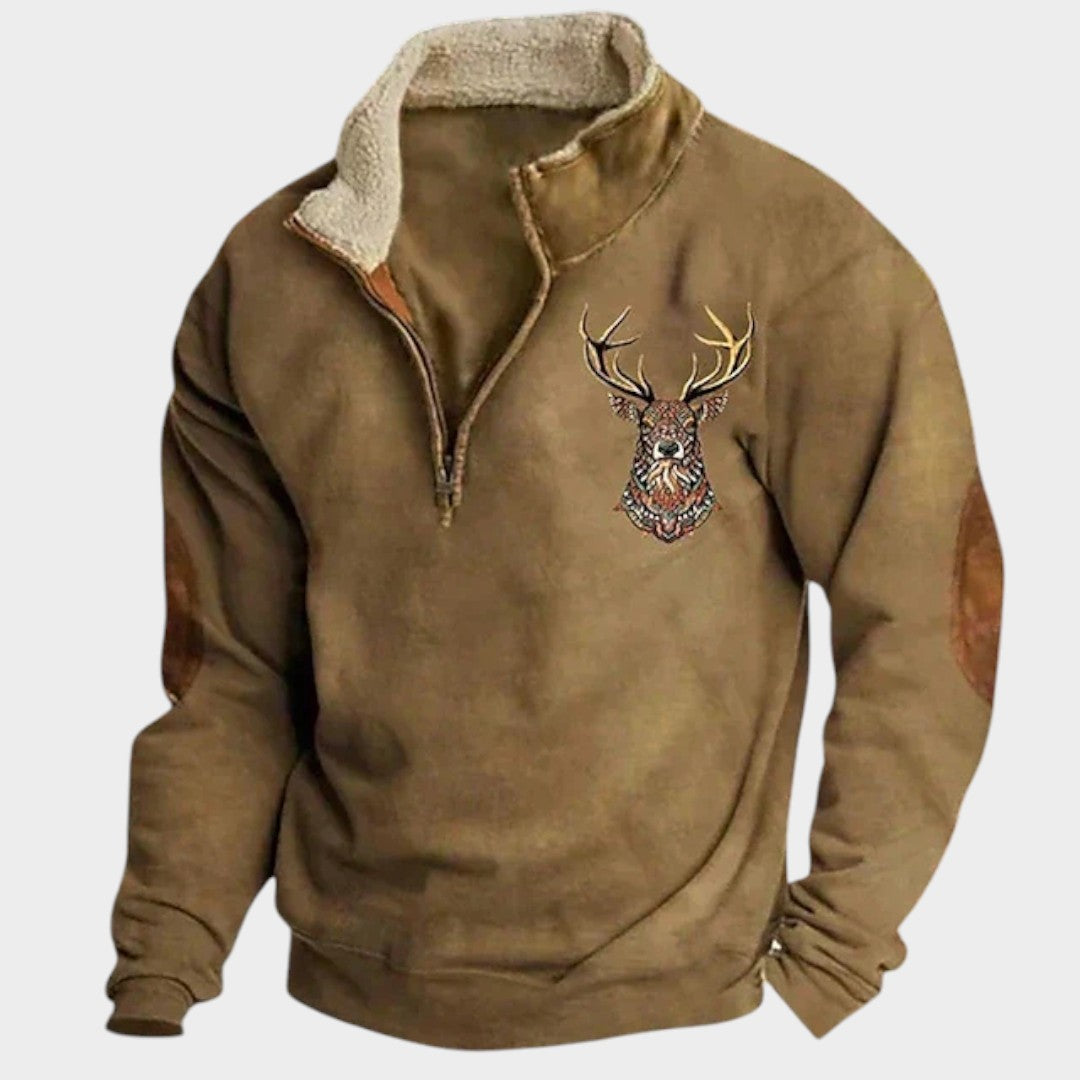 Christos™ | Zimní mikina s fleece podšívkou a jelením designem VELLARO