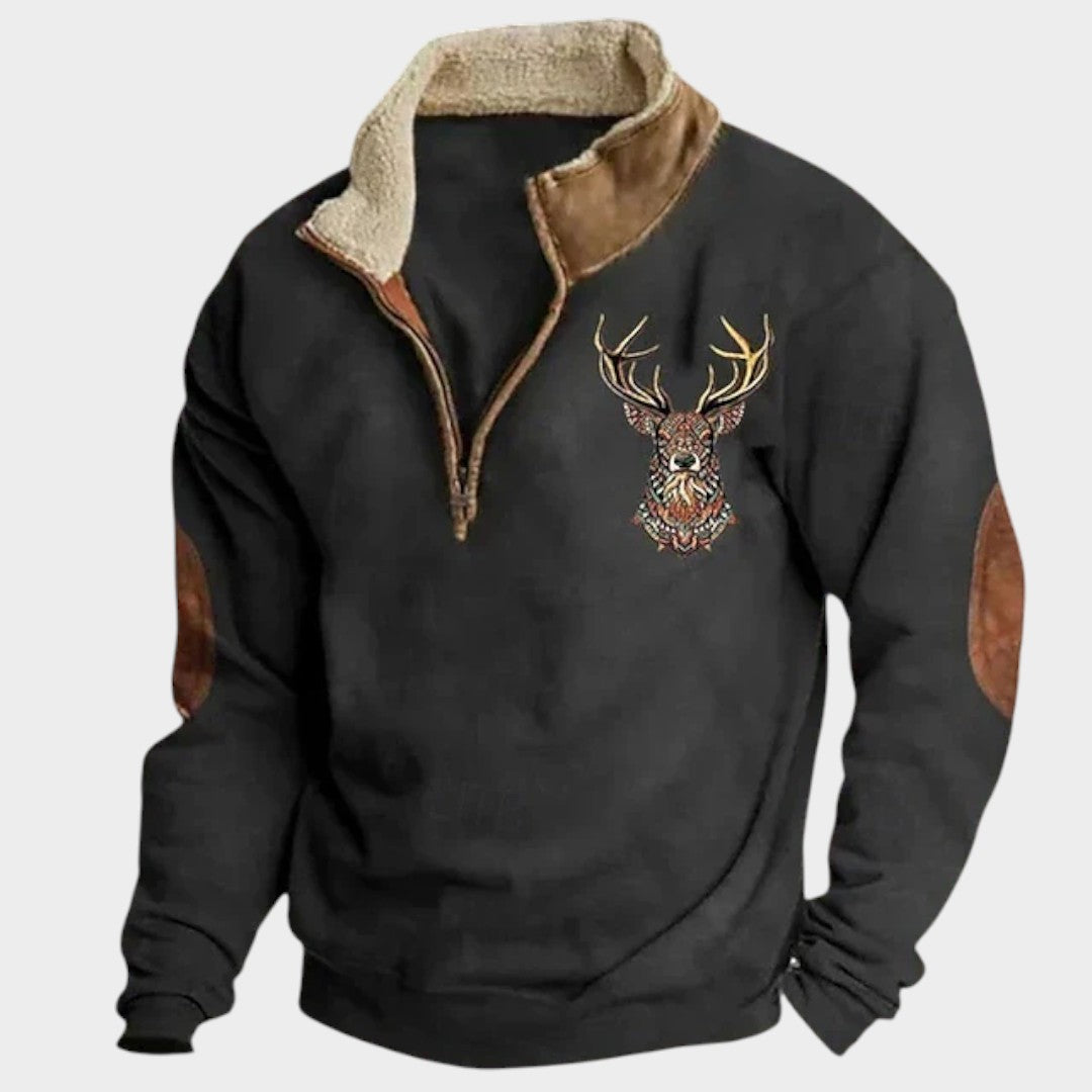 Christos™ | Zimní mikina s fleece podšívkou a jelením designem VELLARO